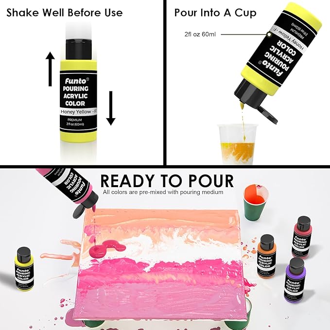 Funto Acrylic Pouring Paint Set, 36 Bottles, - Image 4