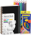 Sketch Book with 12 Color Pencil Set, 90 Sheets Spiral Sketchbook by Prudiut