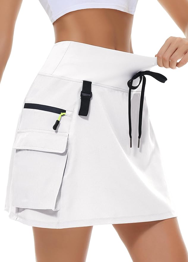 MIVEI Skorts for Woman - Hiking Cargo Skorts with Zipper Pockets, High Waisted Quick Dry Golf Workout, Dressy Casual