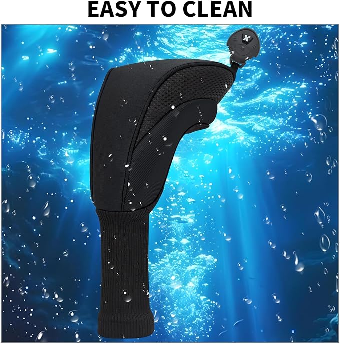 Golf Club Head Covers for Woods 3/4/5/6 Pieces Long Neck Mesh Sports Golf Club Headcovers Set with Interchangeable No. Tags 3 4 5 6 7 X Golf Accessories for Men Women