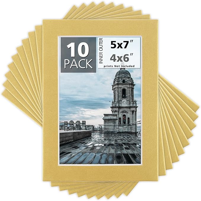 Mat Board Center, 5x7 for 4x6 Old Gold Color Mats by MatBoardCenter