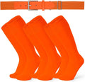 XZQTIVE 3 Pairs of Baseball Softball Socks and 1 Baseball Softball Belt Combo Set Knee-High Soccer Socks for Kids Youth Adult