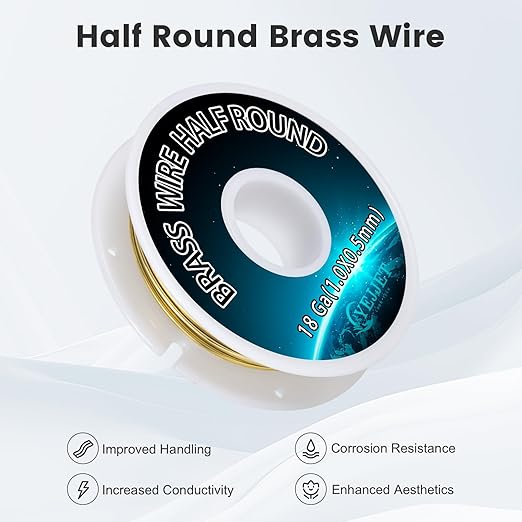 18 Gauge Brass Wire Half Round 1.02x0.51mm - Image 2