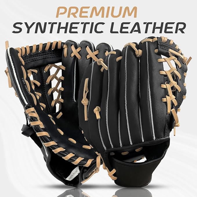 Baseball Glove + Ball Sets, Softball Glove, Baseball Mitt, 10.5''-12.5'' for Youth/Adult Training and Beginner Play, Synthetic Leather Softball Mitt