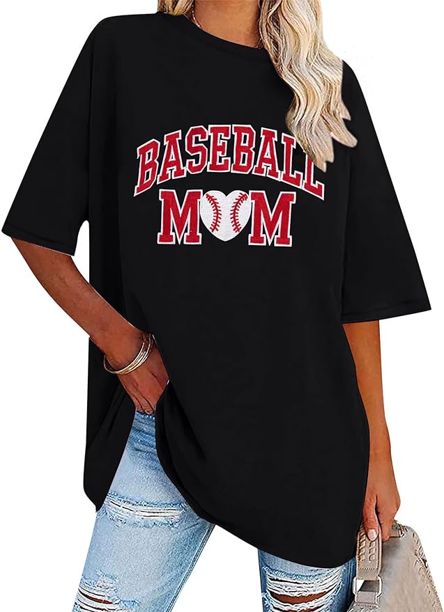 Baseball Mom Shirt Women Baseball Shirt Oversized Chenille Game Day Tops Sports Fan Gift Clothes