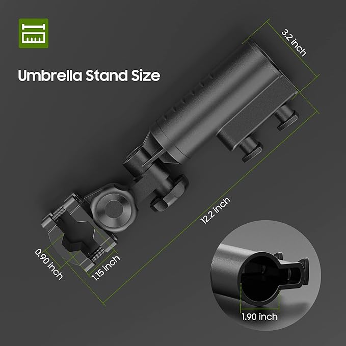 Golf Push Cart Umbrella Holder-Heavy Duty Aluminium Alloy Base Holder 180 Degree Rotation, Universal Holder for Golf Cart, Strollers, Bike, Wheelchair, Beach Chair