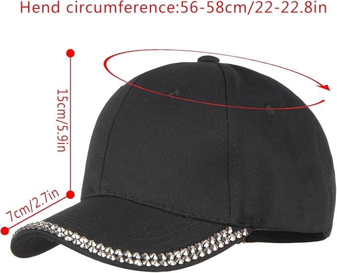Hoce Fashion Rhinestone Denim Baseball Cap Studded Bling Hat for Women