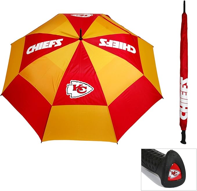 Team Golf NFL San Francisco 49ers Golf Umbrella 62" Golf Umbrella with Protective Sheath, Double Canopy Wind Protection Design, Auto Open Button