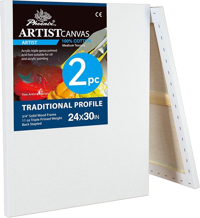 PHOENIX 24x30 Inch 2 Pack Artist Canvas by PHOENIX