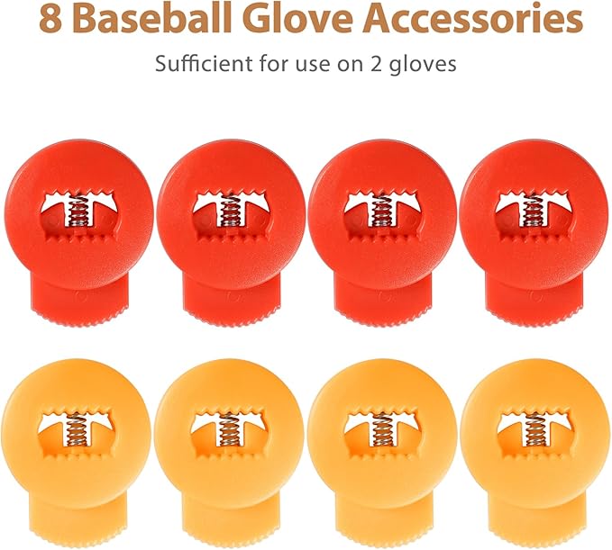 Glove Locks, 8-Pack Baseball/Softball Glove Lace Locks – Vibrant Colors, No Retie Knots, Spring-Lock Tech, Durable Design.