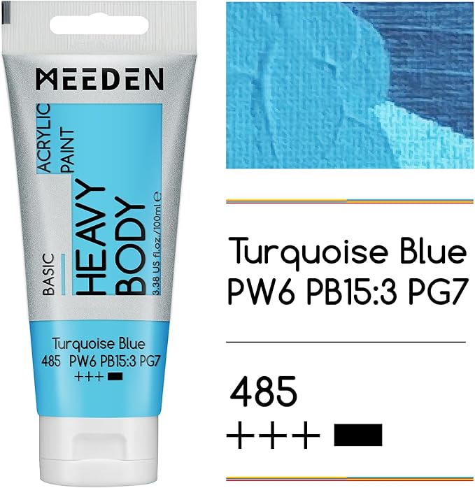 MEEDEN Acrylic Paint Turquoise Blue: 100ml/3.38oz Heavy Body Acrylic Paint Tube - Image 2