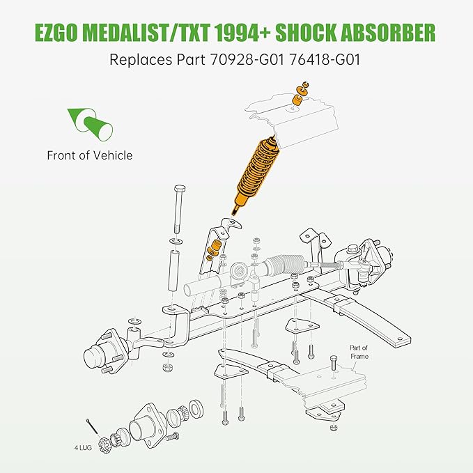 10L0L Heavy Duty Coil Springs Golf Cart Front/Rear Shock Absorber Kit for EZGO TXT, Medalist 1994-up Gas or Electric, OEM# 70928-G01 70630-G01 76418-G01 70248-G01 70324-G01 76419-G01 (Blue)