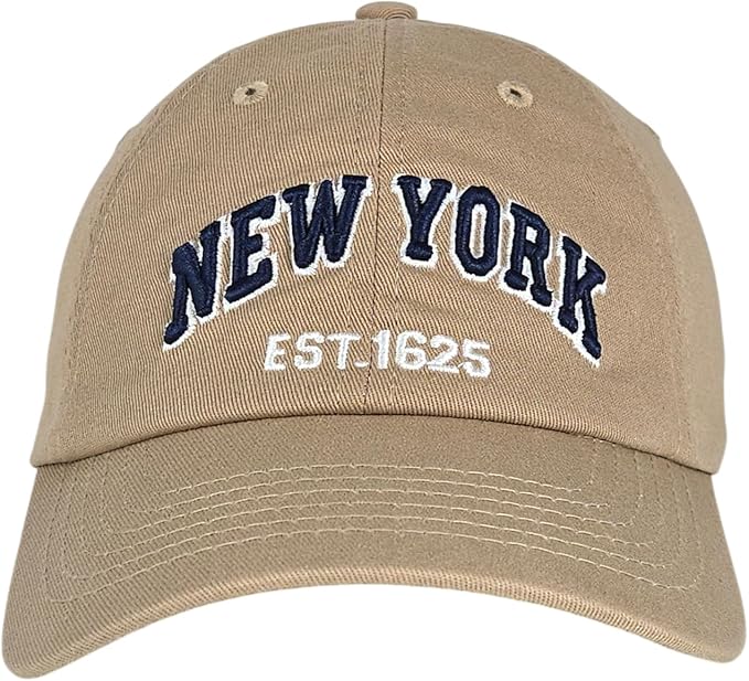 Elidan NY Dad Hat New York EST.1625 Cotton Cap, Adjust Buckle Strap, Unstructured Low-Profile NY Baseball Cap for Men & Women