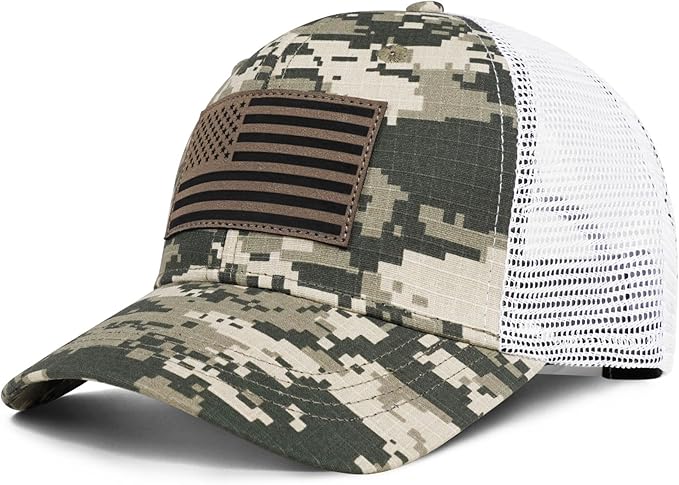 American Flag Trucker Hat - Snapback Hats for Men Women Baseball Cap - Breathable Mesh & Adjustable Fit for Casual Wear