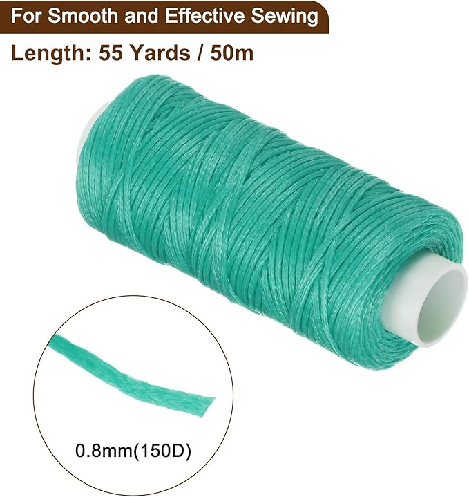 uxcell Leather Sewing Waxed Thread, 55 Yards / 50m 0.8mm 150D Flat Polyester - Image 2