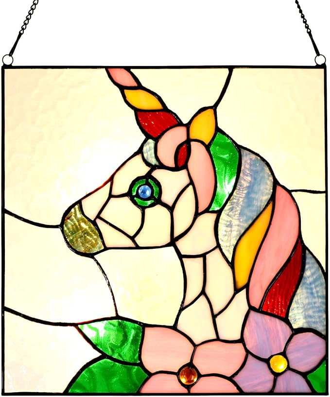 PA0003 Stained Glass Window Panel 12" Wx12 H Window Suncatcher Tiffany Style - Image 2