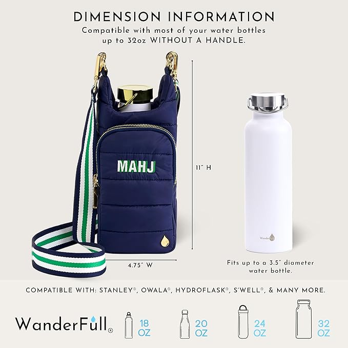 WanderFull® Original HydroBag® Collection, Water Bottle Holder, Gift for Women, Mom, Girlfriend, w/Strap & Phone Pocket, Hands-Free Crossbody Water Bottle Bag