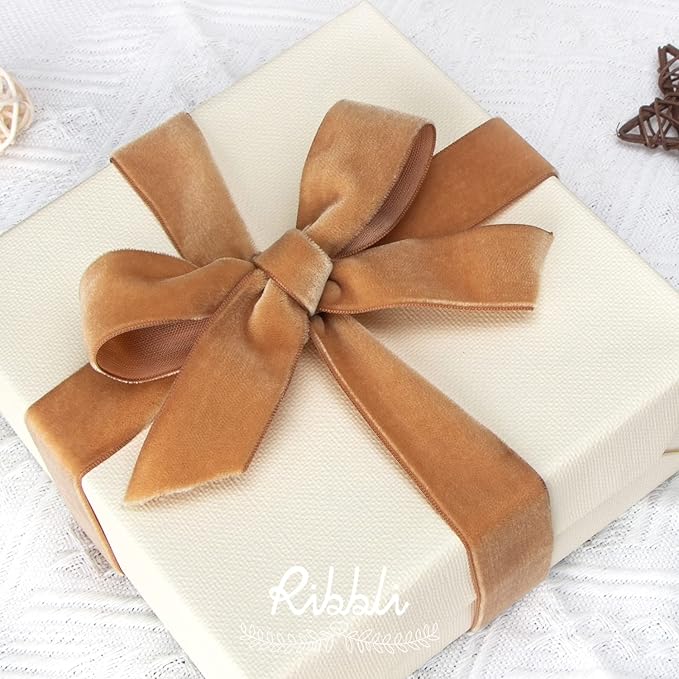 Ribbli Polyester Khaki Velvet Ribbon, 1 Inches Continuous10-Yard Spool - Image 3