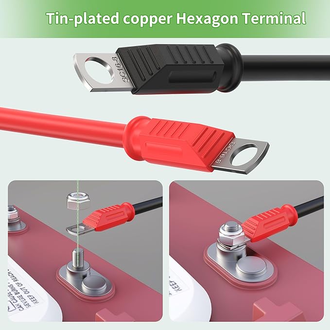 10L0L 3 Awg Golf Cart Heavy Duty Battery Cables for 48 Volt Club Car DS & Precedent 1994 Up, 7 PCS Pure Copper Golf Battery Wiring Cables, 14"+41" Long