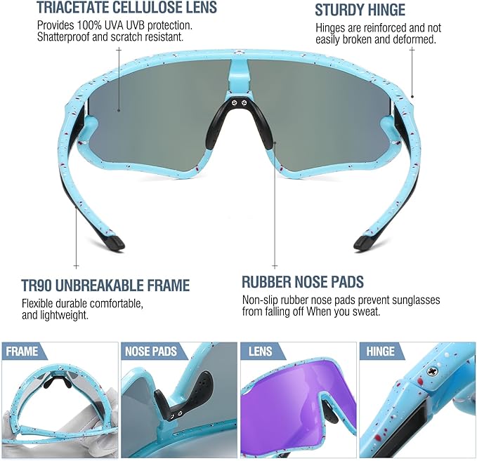 DUCO Kids Sunglasses Youth Baseball Sun Glasses Lightweight TR90 Frame UV400 Sports Cycling Shades for Boys Girls DK268