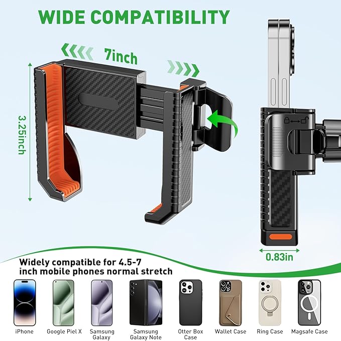 2-in-1 Golf Cart Phone Holder Mount [magnetic base&vise clamp] Compatible with All 4.5-7" Smartphones (iPhone/Galaxy/Google).Universal Fit for Golf Accessories,EZGO/Club Cars/Yamaha/Golf Cart