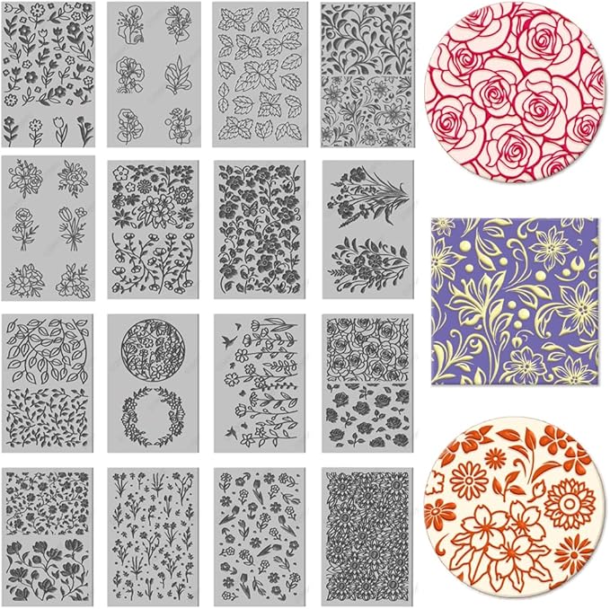 CHGCRAFT 16 Sheets 16 Styles Plants Butterflies Wildflowers Polymer Clay by chgcraft