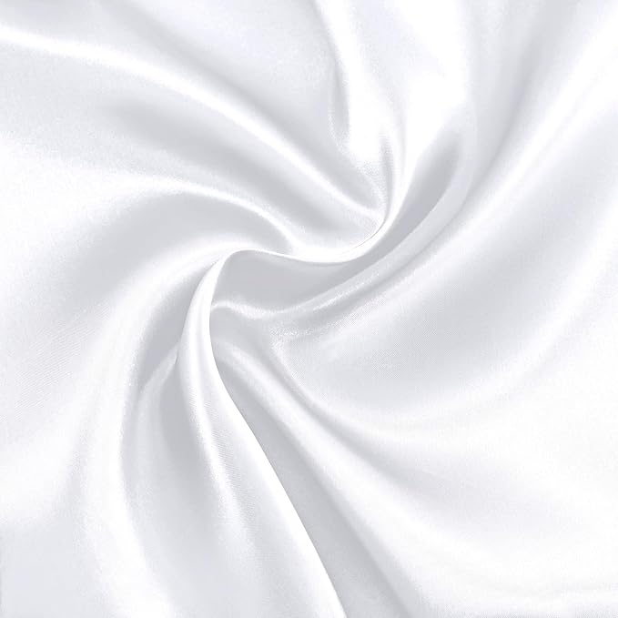 RUDONG M White Satin Fabric by The Yard, 1 Yard x 60 Inch Wide Silky Charmeuse by RUDONG+M