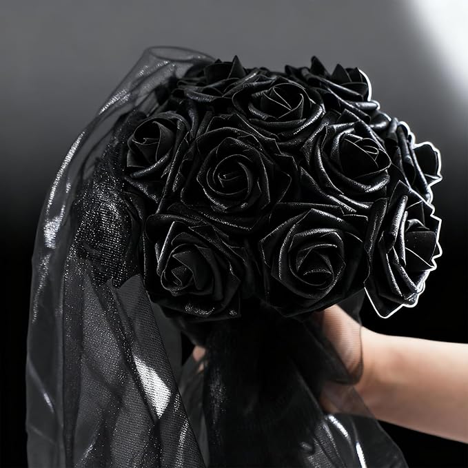 Artificial Flowers Foam Fake Roses 25pcs Black Roses - Image 5