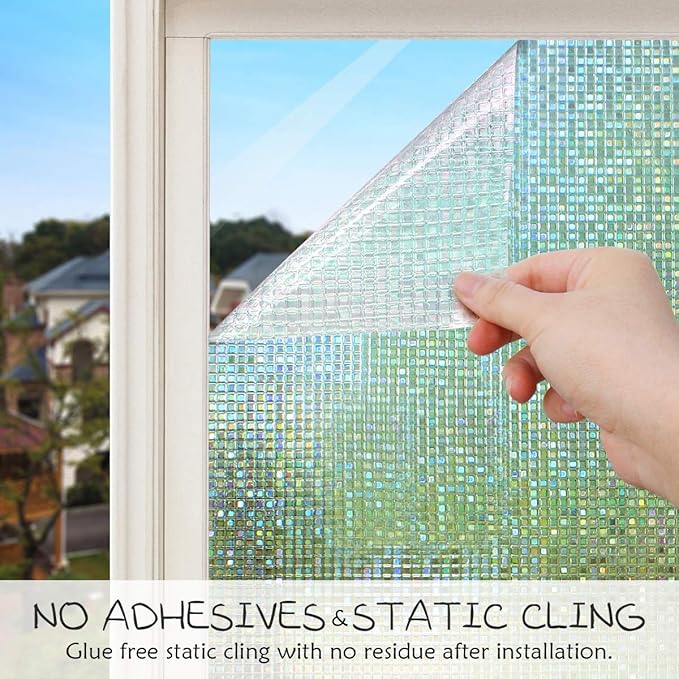 HIDBEA 3D Decorative Window Privacy Film Non-Adhesive Heat Control UV Blocking - Image 6