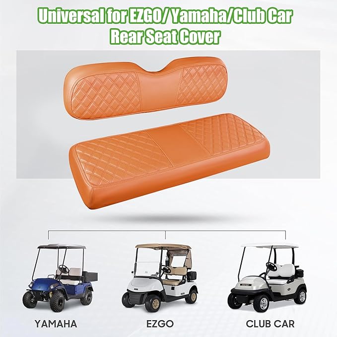 10L0L Golf Cart Seat Covers for Club Car Precedent,EZGO TXT Front/Rear Seats Diamond Pattern,Vinyl Leather with Adjustable Straps and Retractable Buckle, No Stapler Needed