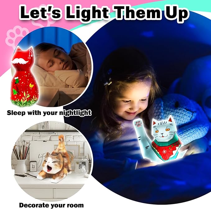 FUNZBO 3pcs Paint Your Own Cat Lamp Kit - Image 4