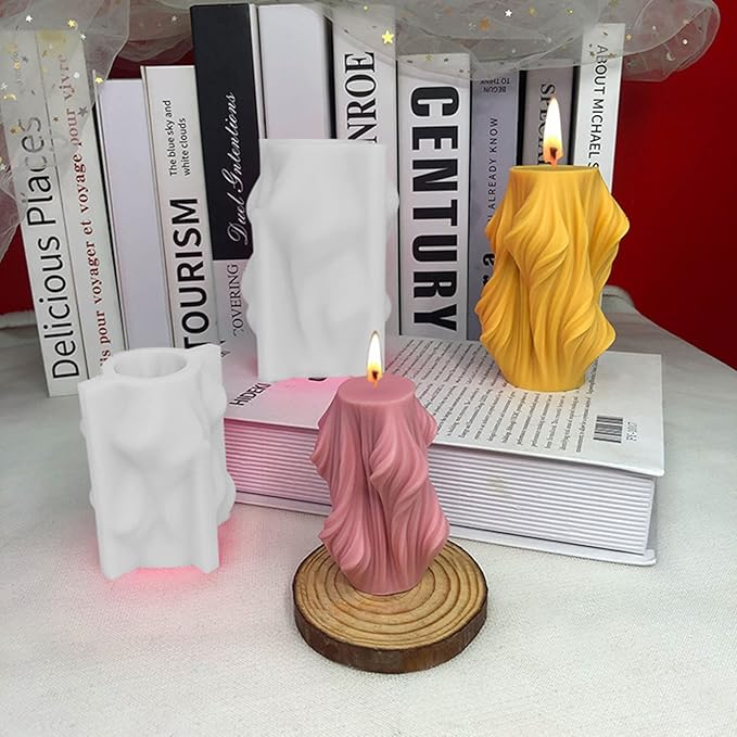 Carved Wavy Candle Mold Geometric Irregular Silicone Candle Soap Mold Fondant - Image 5