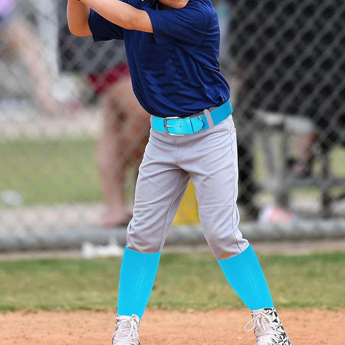 Dxhycc Youth Baseball Socks and Belt Combo Set Softball Baseball Socks and Elastic Waist Belt for Youth Boys Girls