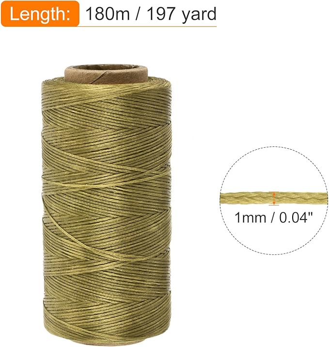 MECCANIXITY Waxed Thread, 197 Yard 1mm 210D Flat Wax Thread Polyester Waxed - Image 2