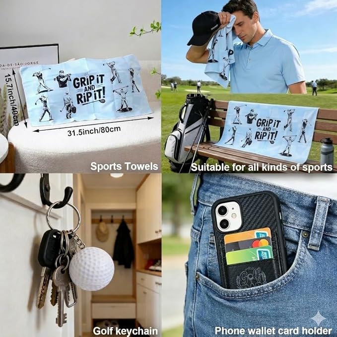 BIAJIYA Gifts for Dad and Fathers, Unique Funny Golf Gifts for Golfers Men Dad Husband, 11Pcs Premium Golf Cleaning Accessories for Birthday Fathers Day Valentines Day