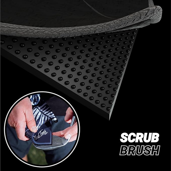 Blue Tees Golf Premium Magnetic Towel - Super Strong Magnet - Microfiber Waffle Design - Silicone Brush - Groove Cleaner - Bag Buckle - Standard & Caddy Sizes