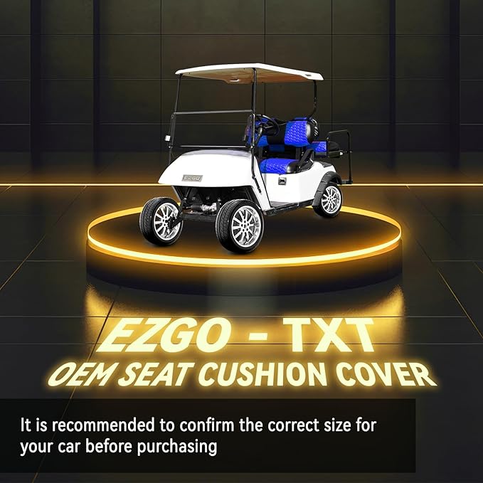 Golf Cart Seat Covers for EZGO TXT Club Car DS Gas or Electric OEM Regular Seat Cushion, No Staple, Golf Cart Vinyl Replacement Seat Cover