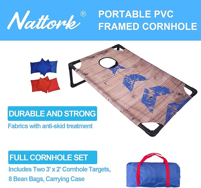 Portable Cornhole Set with 2 Collapsible Cornhole Boards, 8 Cornhole Bean Bags - Image 2