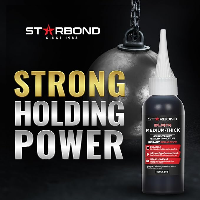 STARBOND 2 oz Black Medium-Thick Premium CA Glue, 6 oz Aerosol Accelerator - Image 4