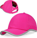 Little Girls Criss Cross Ponytail Hat Toddler Reflective Baseball Cap Kids Quick Dry Summer Sports Hats Age 3-8