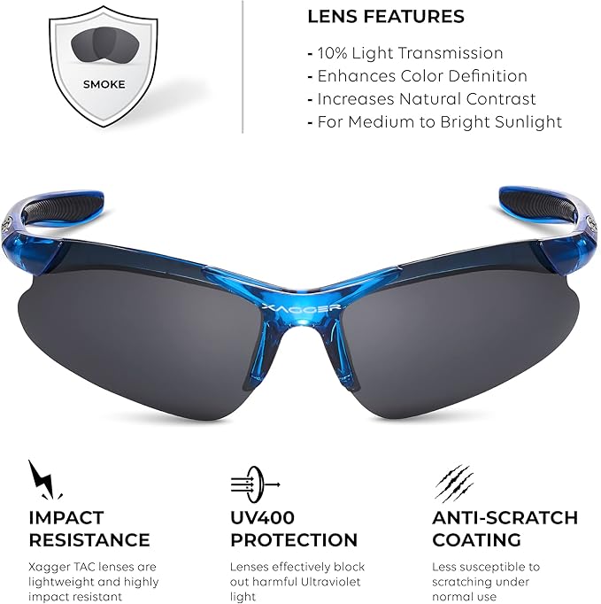 Xagger Kids Youth Polarized Sports Sunglasses for Boys Girls Baseball Softball Glasses TR90 Frame