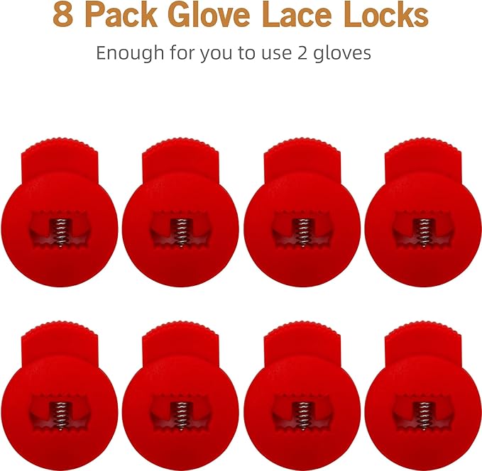 AliBall Glove Locks, Lace Locks for Baseball Glove 8 Pack, Never Need Thying Knots Again, Strong Elasticity, Made Plastic and Springs, Fits All Gloves, Baseball Gloves Accessories