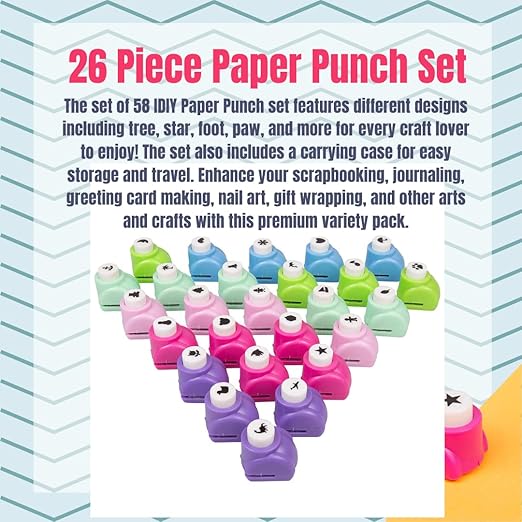 Scrapbook Paper Punch 26pc Mini Paper Hole Punchers w Case - Image 2