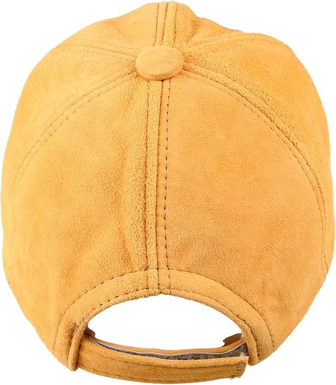 Suede Leather Baseball Cap – Unstructured 6 Panel Adjustable Strapback Hat for Men & Women