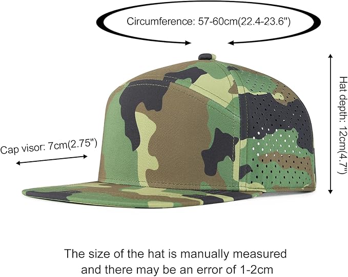FEINION Men Flat Brim Adjustable Performance Hat Snapback Laser Perforated Baseball Cap