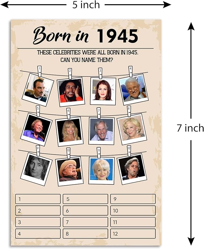80th Birthday Party Games, Born in 1945 Games Bundle, Birthday Party Supplies - Image 2