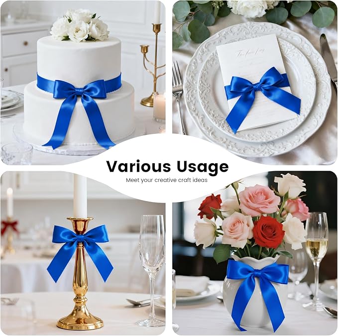 1-1/2 Inch 100 Yards Satin Ribbon Royal Blue, Solid Color Fabric Ribbon - Image 8
