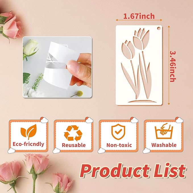 60 Pcs Flower Stencils for Painting, Reusable Small Craft Stencils for Wood - Image 6