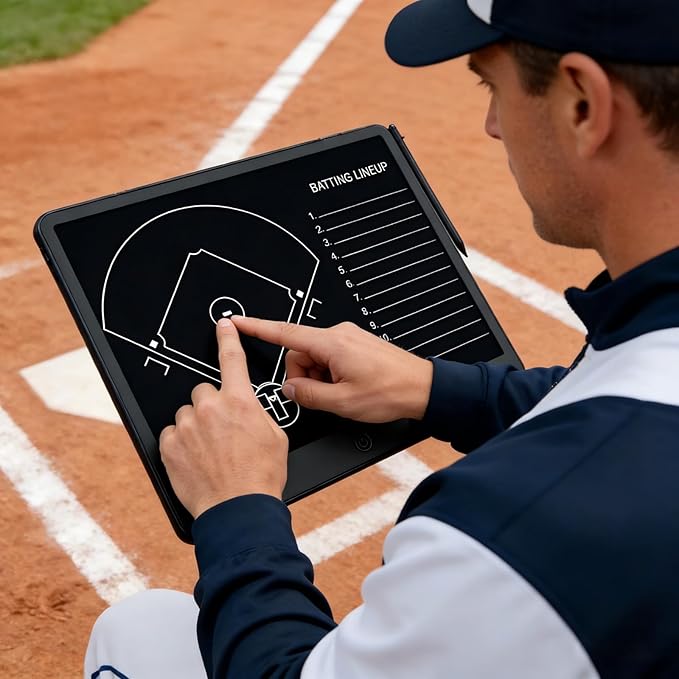 Baseball Coaching Board– 16" Softball Lineup Board,Electronic Coach Lineup Board, Premium Tactical Baseball Coach Clipboard,Dugout Display Softball Coaching Accessories，Youth School Team Equipment