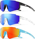 3PACK Kids Sunglasses Youth Baseball Sunglasses for Boys Girls Age 4-12,Softball Sports Cycling Goggles UV Protection